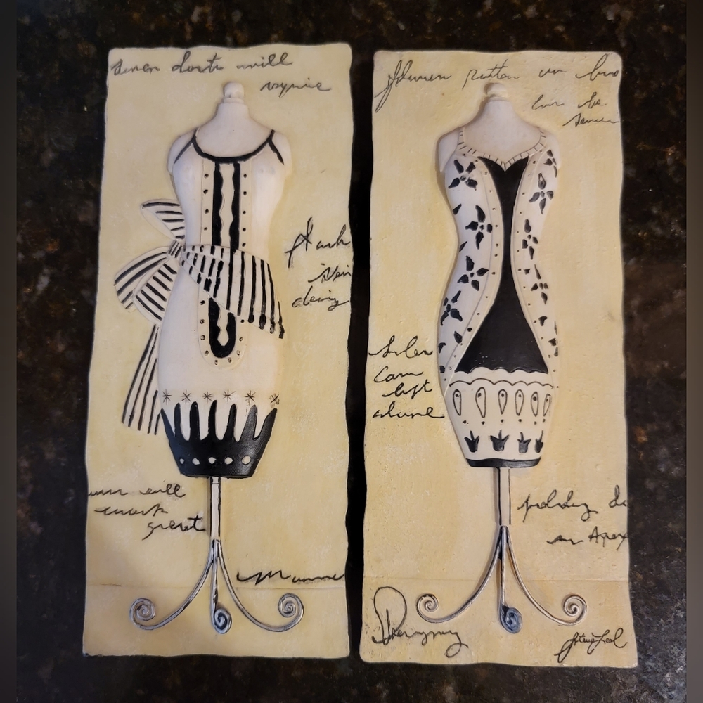 Pair of Steve Leal Dimemsional Dress Form Hanging Plaques Dress Form III & IV